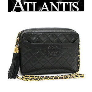 Chanel Matelasse Coco Mark Chain Shoulder Bag Black Lambskin GG